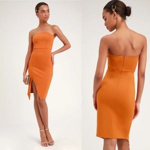 Lulus | Jazzie Burnt Orange Strapless Dress